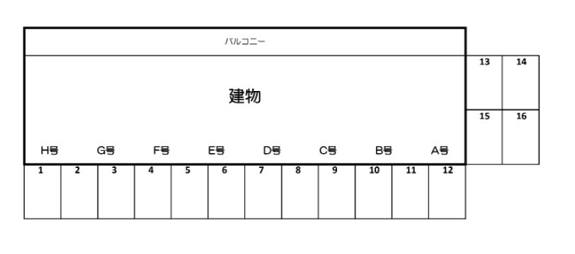 Ｎハウス駐車場の駐車配置図