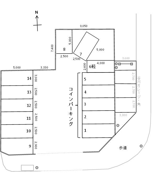 ベストハウスパーク祇園4（月極駐車場）の駐車配置図