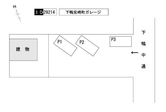 下鴨宮崎町ガレージの駐車配置図