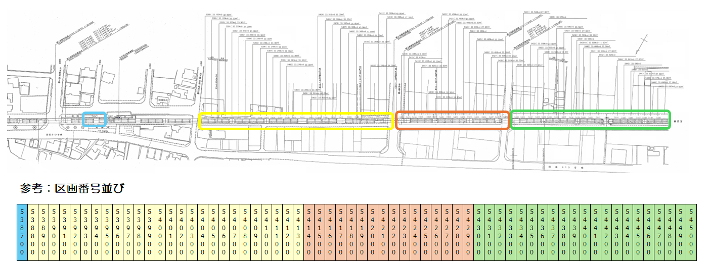 高架下43(5387-5450)の駐車配置図