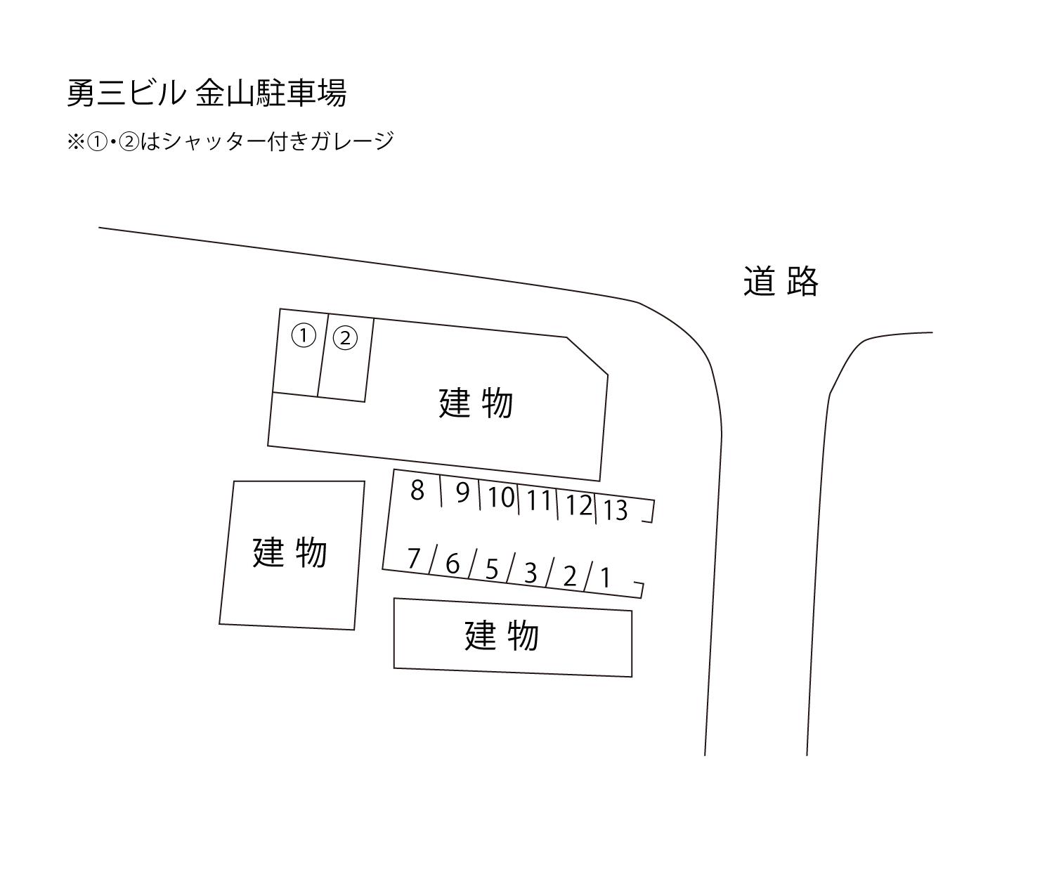 勇三ビル　金山駐車場の駐車配置図