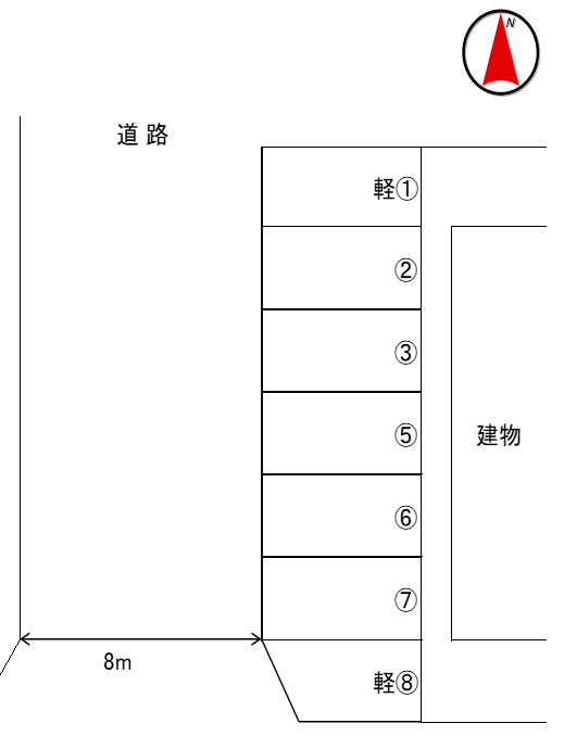 田川モータープールの駐車配置図