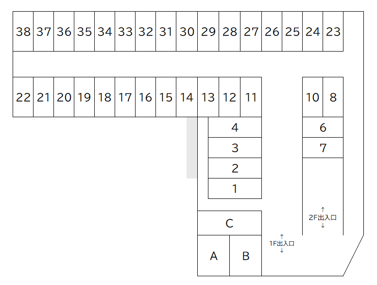 宮崎駐車場（１階）の駐車配置図