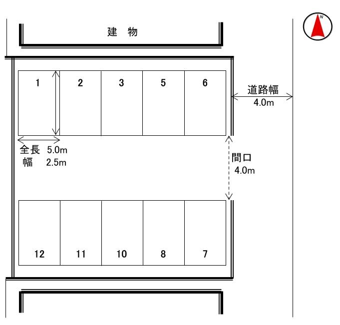 細田第8モータープールの駐車配置図