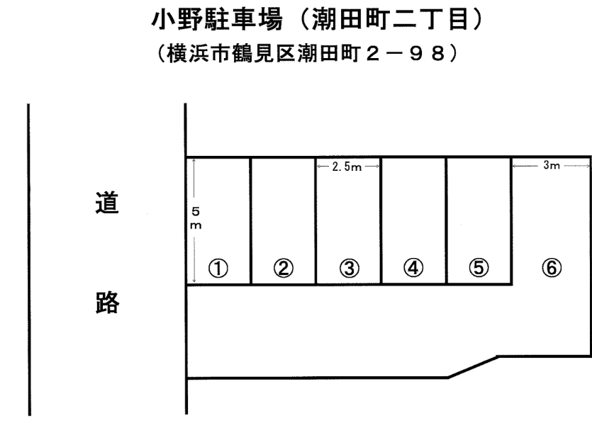 小野駐車場（潮田町二丁目）の駐車配置図