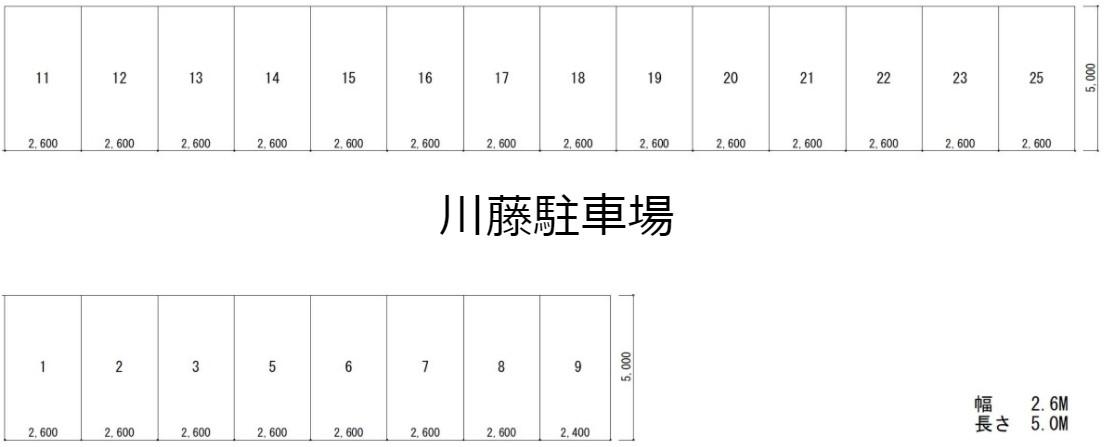 川藤駐車場の駐車配置図