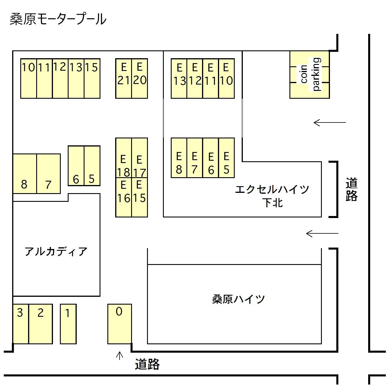桑原モータープールの駐車配置図