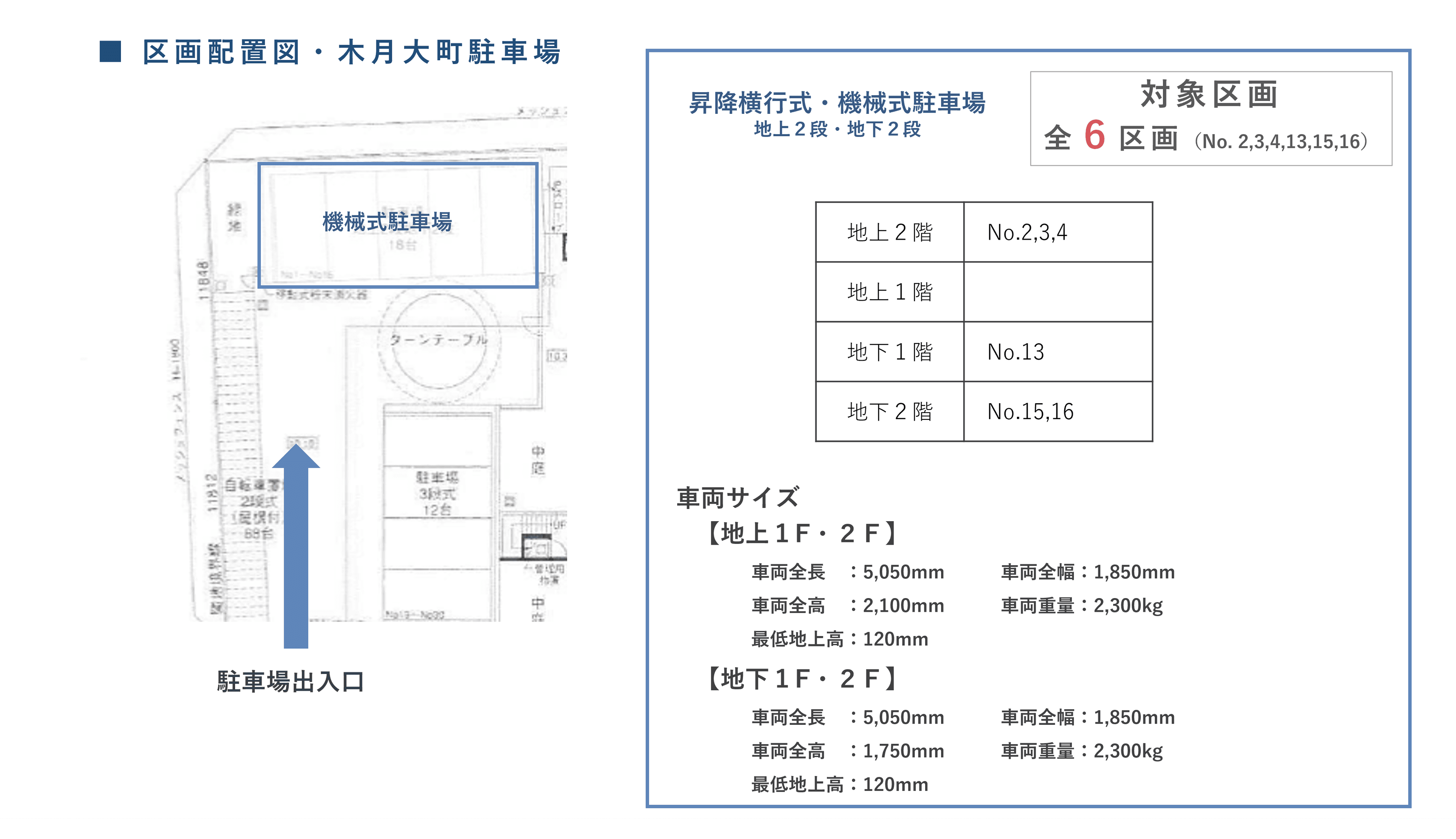 木月大町駐車場の駐車配置図