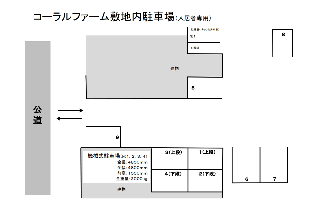 コーラルファームの駐車配置図