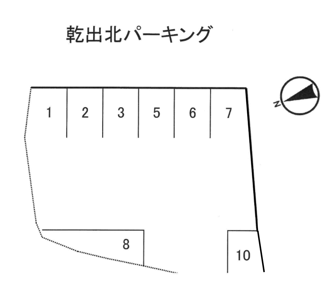 乾出北パーキングの駐車配置図