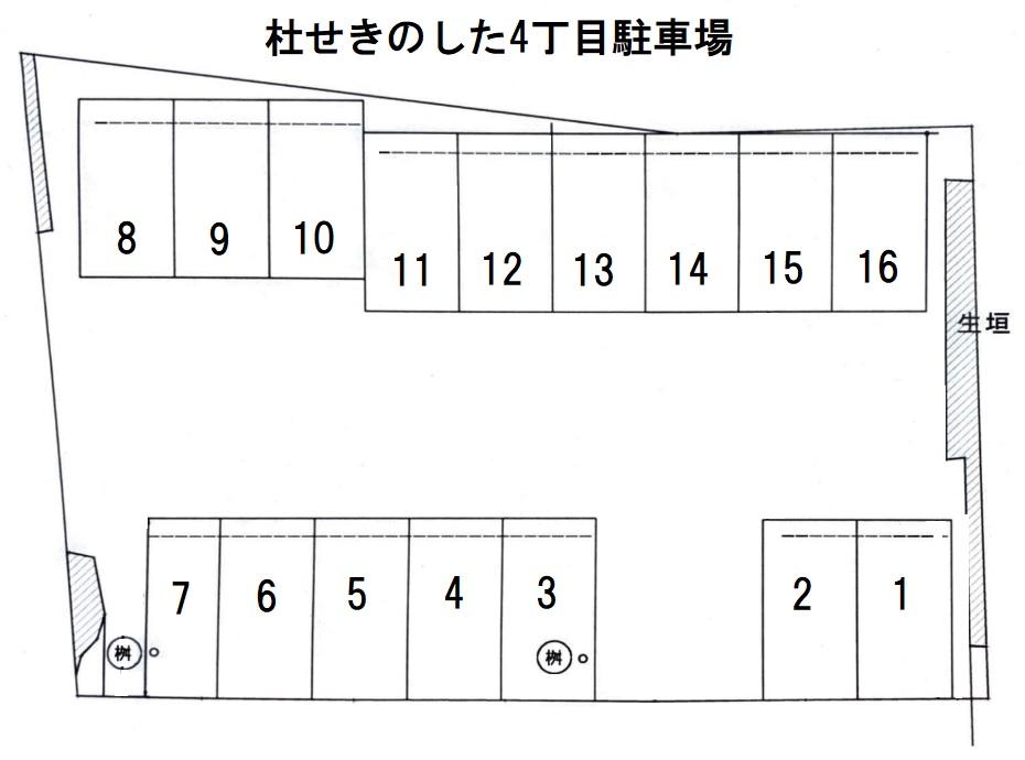 杜せきのした4丁目駐車場の駐車配置図