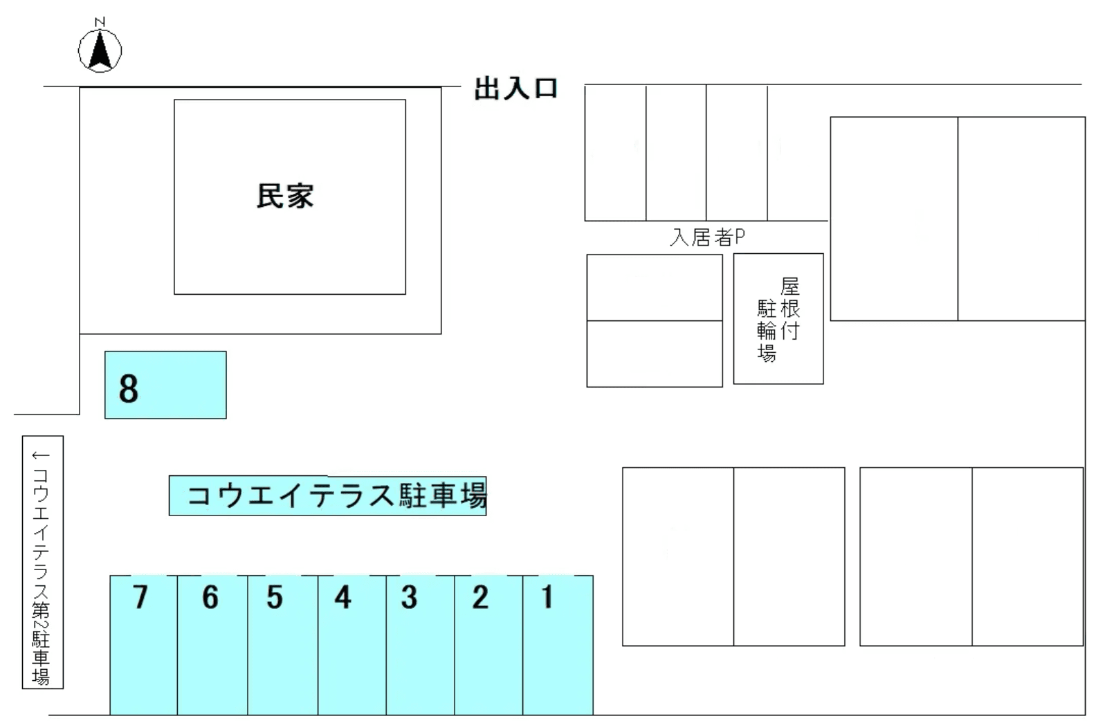 コウエイテラス駐車場の駐車配置図