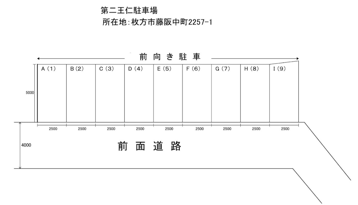 第二王仁駐車場の駐車配置図