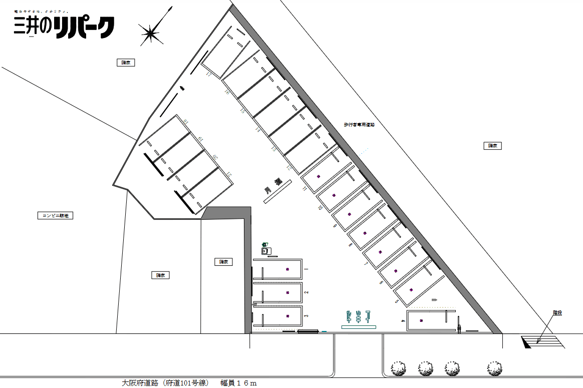 西淀川大和田６丁目の駐車配置図