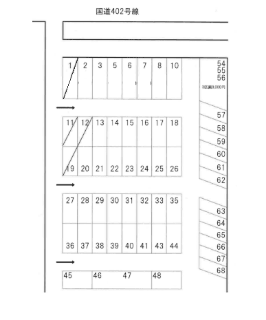 第69駐車場の駐車配置図