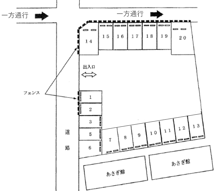 あさぎ館駐車場の駐車配置図