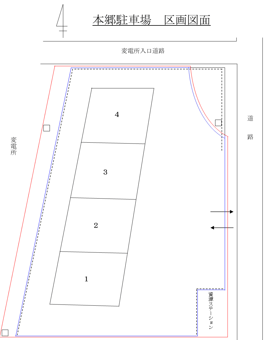 本郷駐車場の駐車配置図