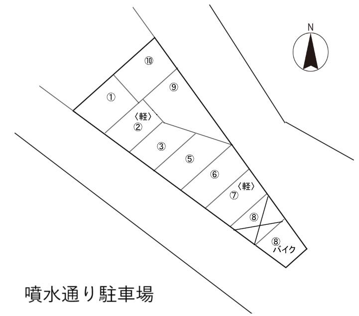 噴水通り駐車場の駐車配置図