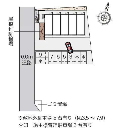 メゾン ＭⅢ(55202)　敷地外駐車場の駐車配置図