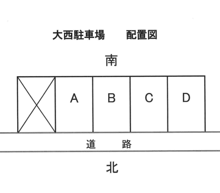 大西駐車場の駐車配置図