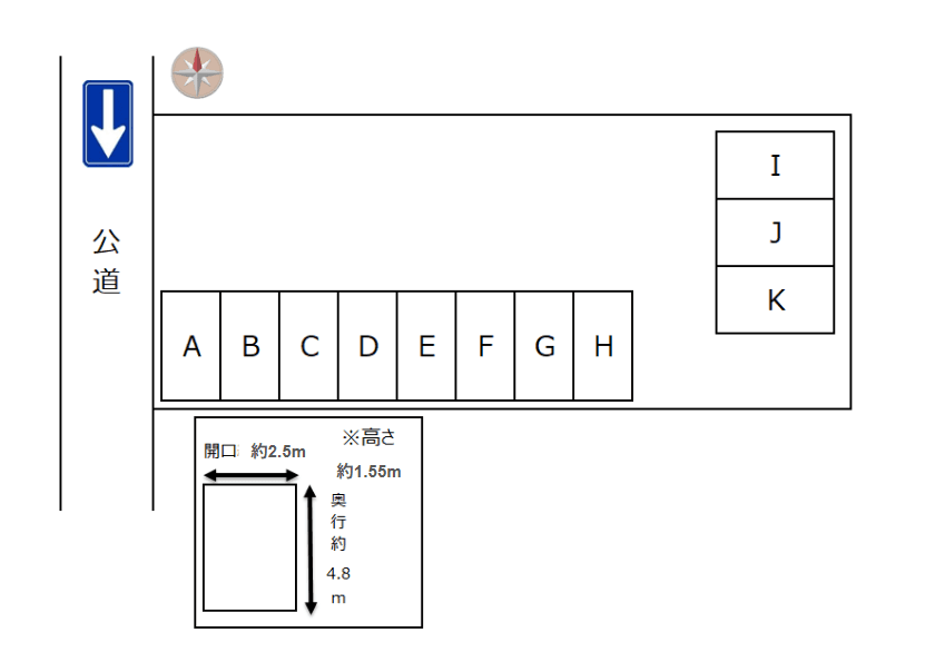 上浅田鈴木第１ガレージの駐車配置図