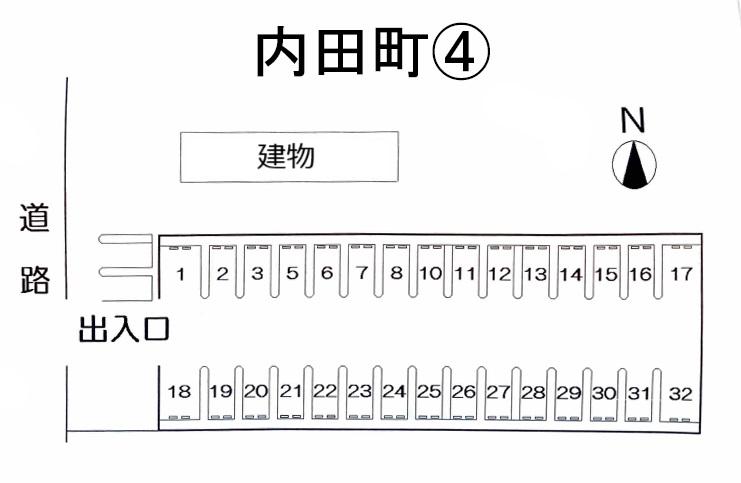 内田町④の駐車配置図