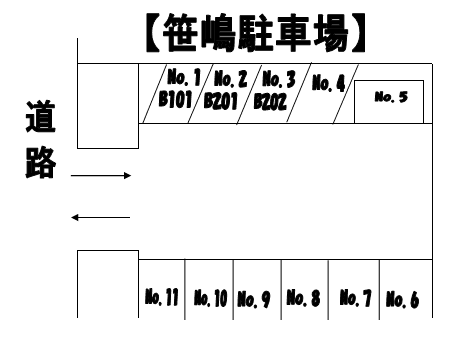 笹嶋駐車場の駐車配置図