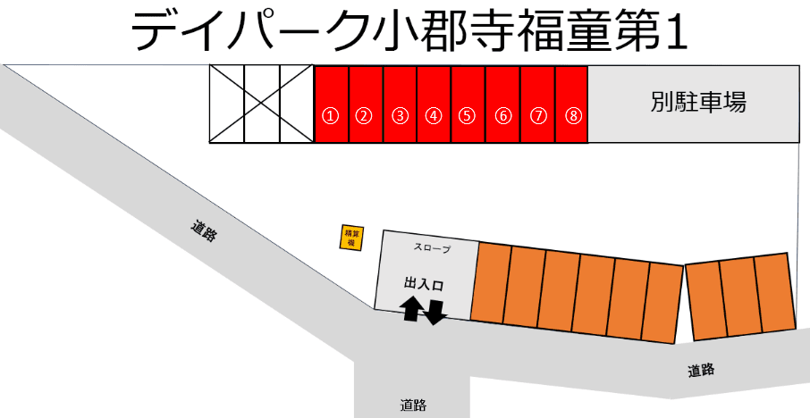 デイパーク小郡寺福童第1の駐車配置図