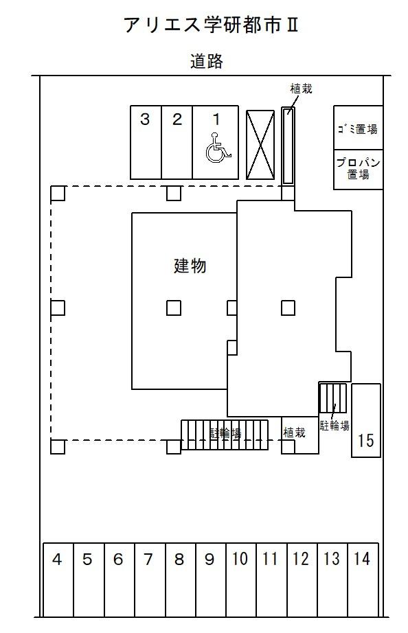 アリエス学研都市Ⅱの駐車配置図