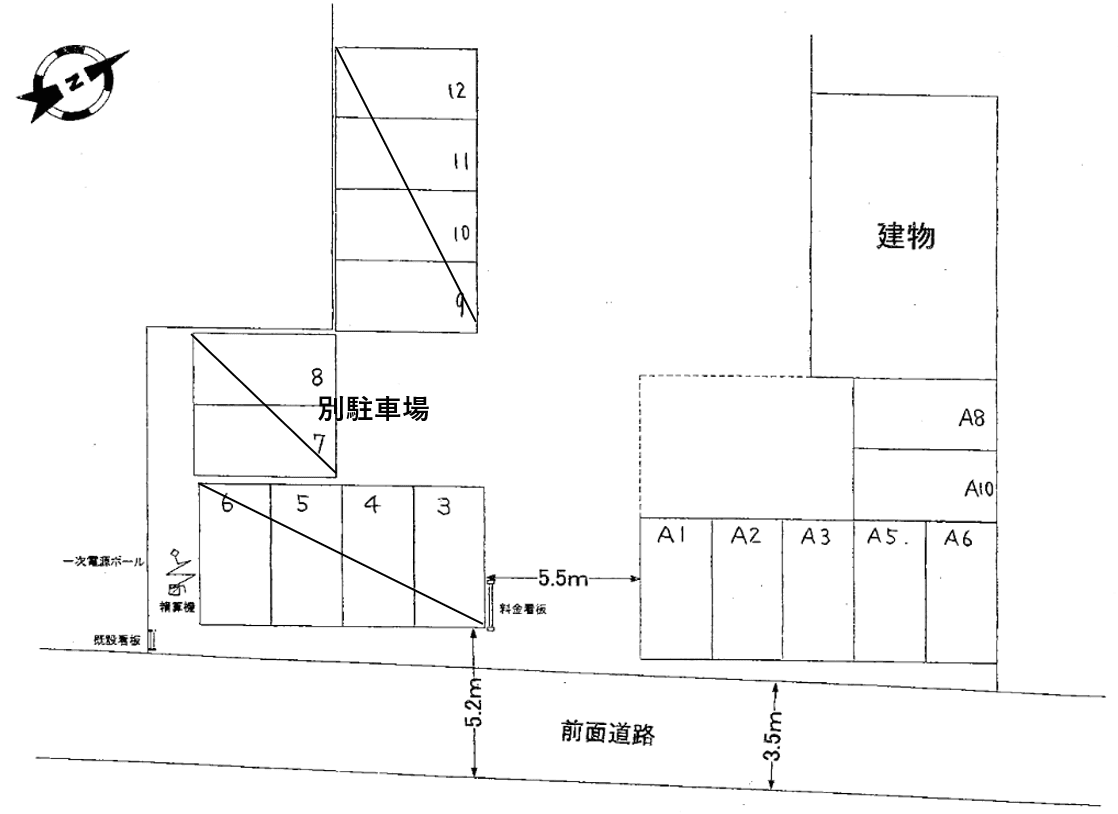 市沢町726Ａの駐車配置図