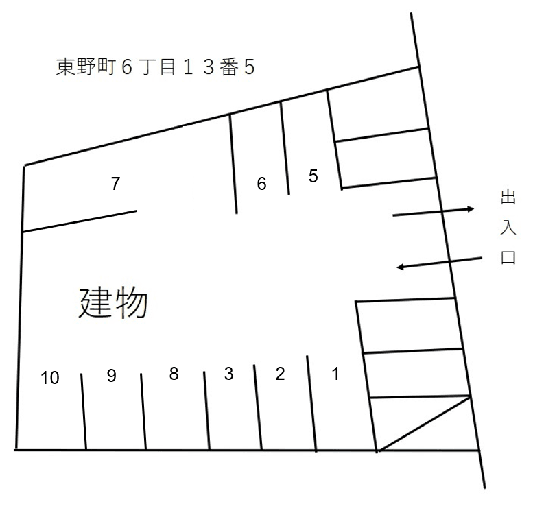 東野町６丁目１３番５の駐車配置図