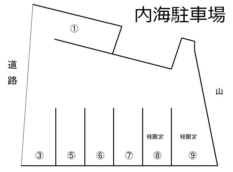 内海駐車場の駐車配置図