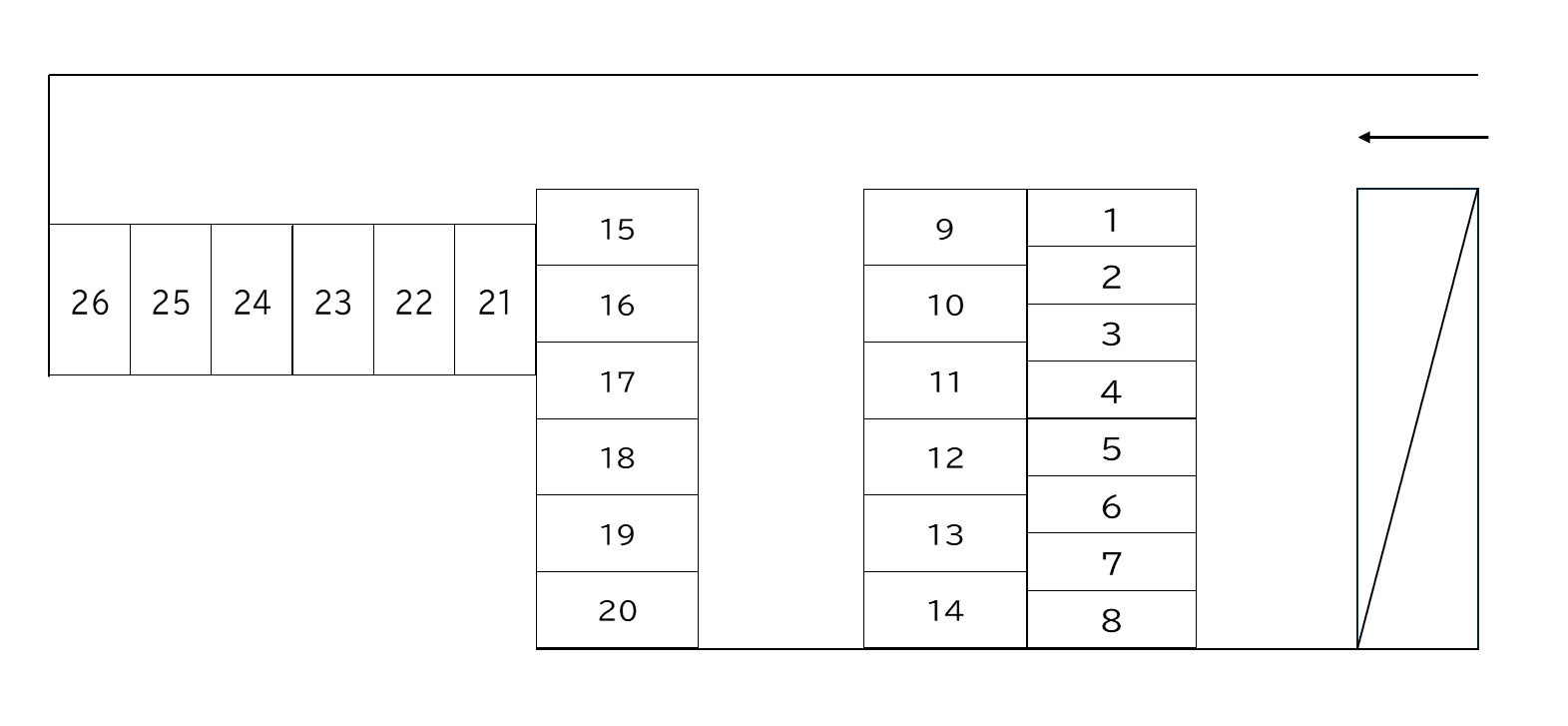 モータープールけんとくの駐車配置図