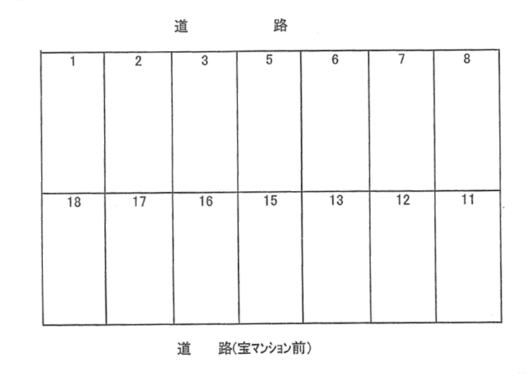 鶴田スマイルガレージの駐車配置図