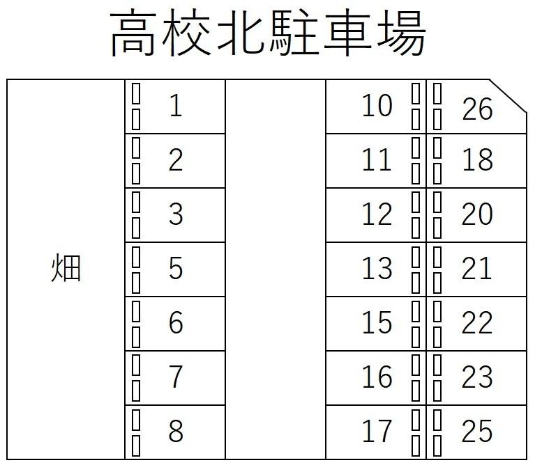 高校北駐車場の駐車配置図