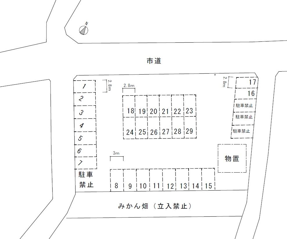 薮塚湯之入駐車場④の駐車配置図