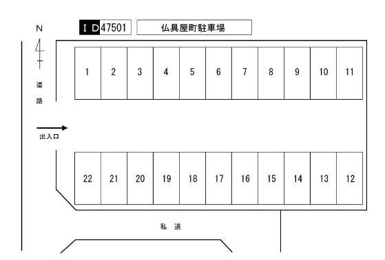 仏具屋町駐車場(ｹﾞｰﾄ付）の駐車配置図
