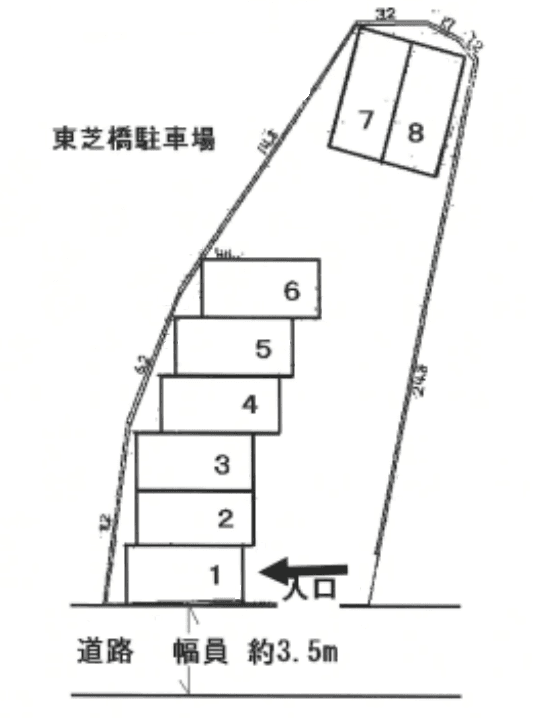 東芝橋駐車場の駐車配置図