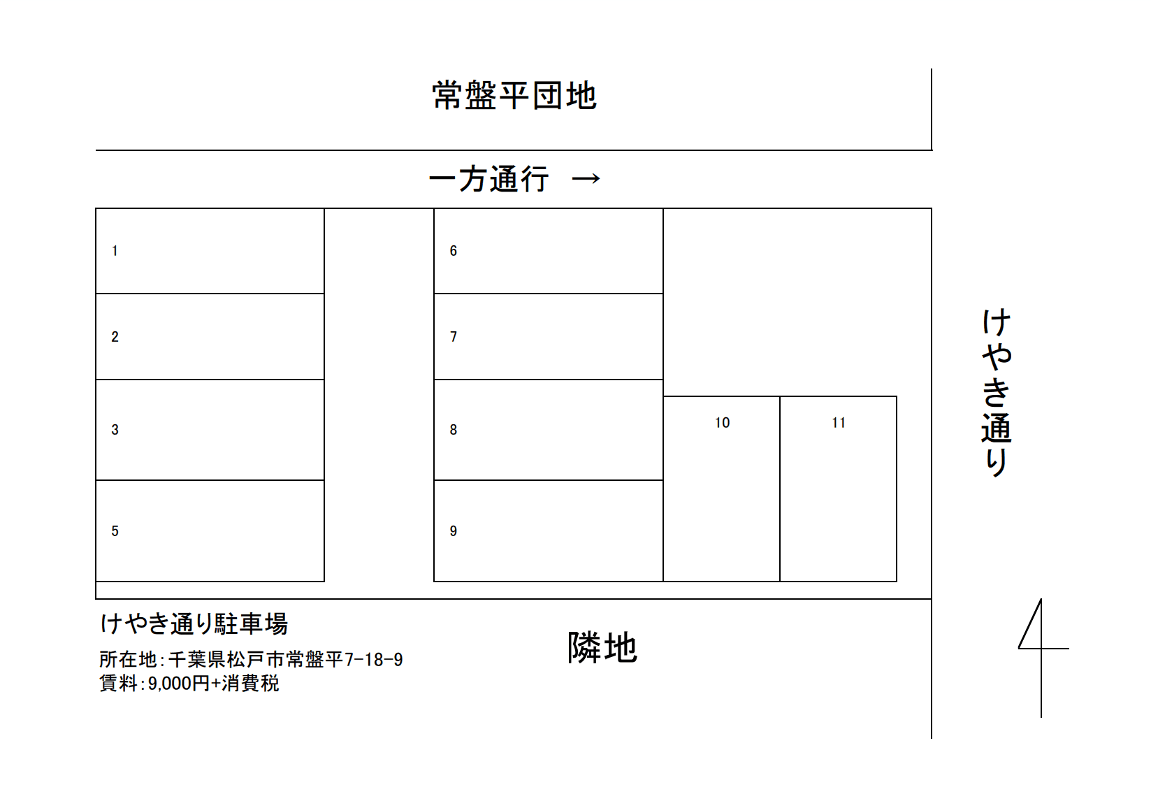 けやき通り駐車場の駐車配置図