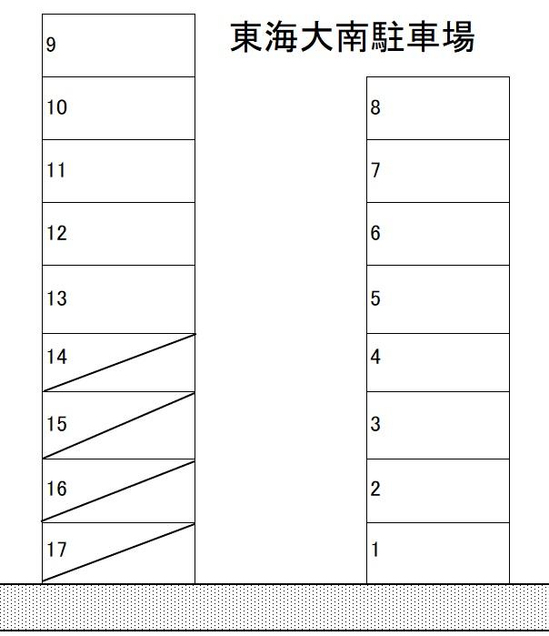 東海大南駐車場の駐車配置図