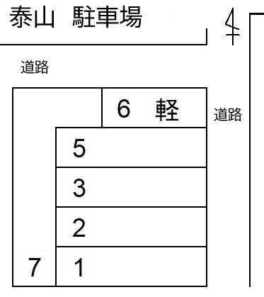 泰山　駐車場の駐車配置図
