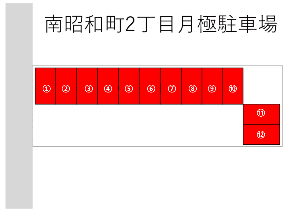 南昭和町2丁目月極駐車場の駐車配置図