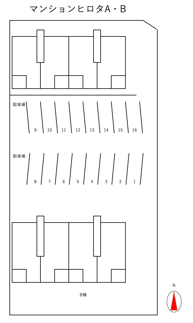 マンションヒロタA・Bの駐車配置図