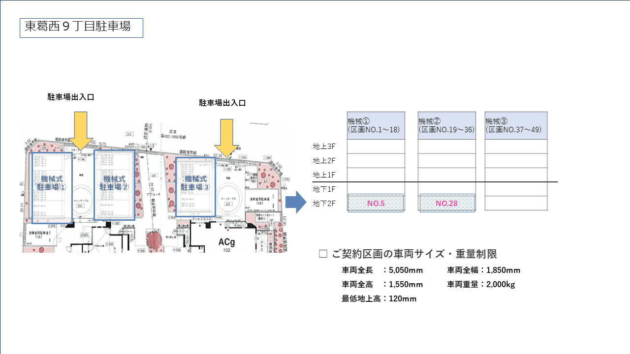 東葛西９丁目駐車場の駐車配置図