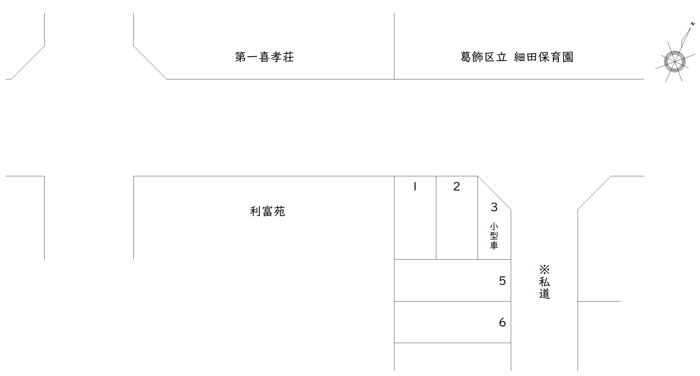 細田4-20 駐車場の駐車配置図