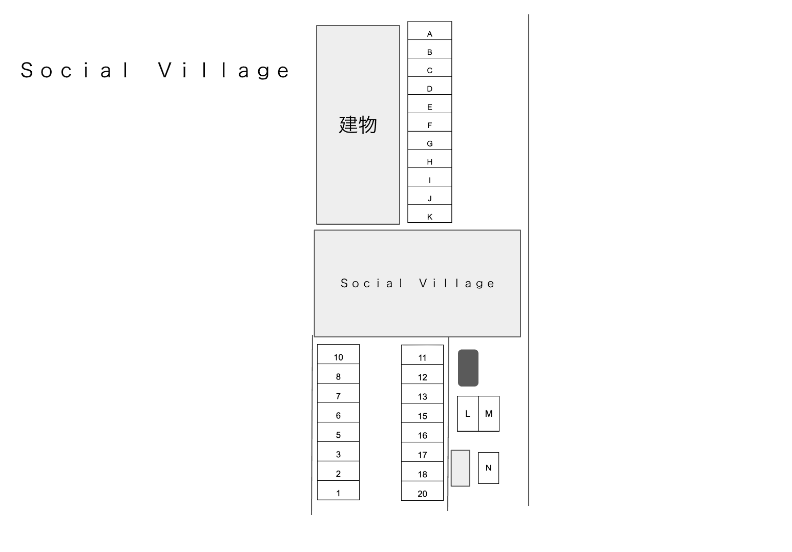 Ｓｏｃｉａｌ　Ｖｉｌｌａｇｅの駐車配置図