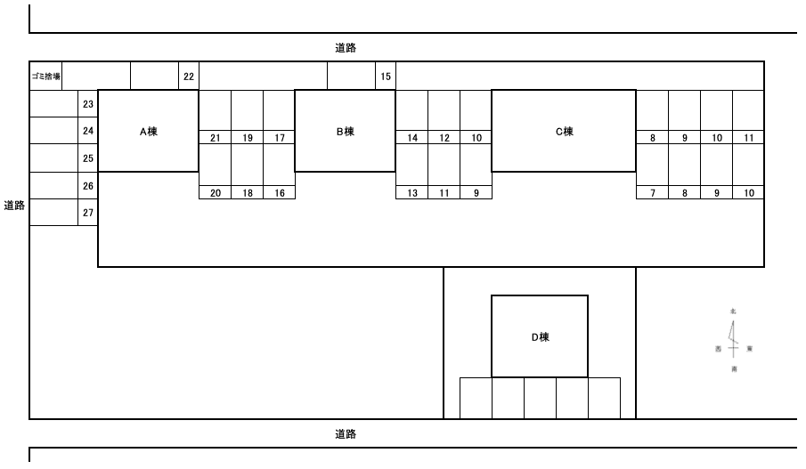 サンライズ(緑）A・B・Cの駐車配置図