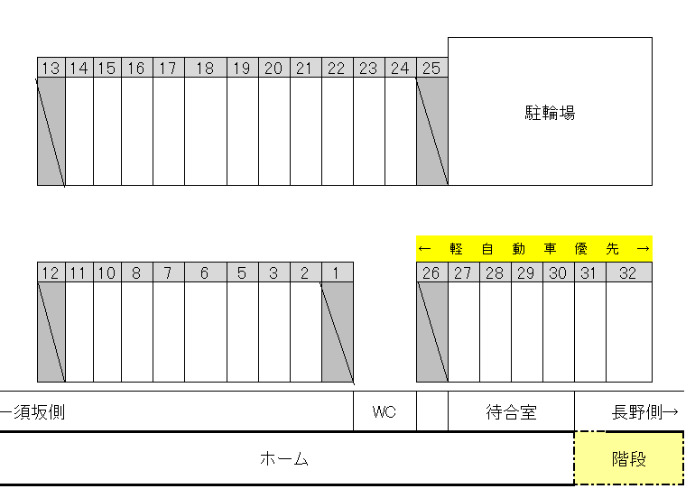 日野駅駐車場の駐車配置図
