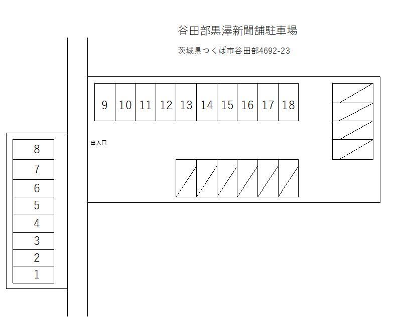谷田部黒澤新聞舗駐車場の駐車配置図