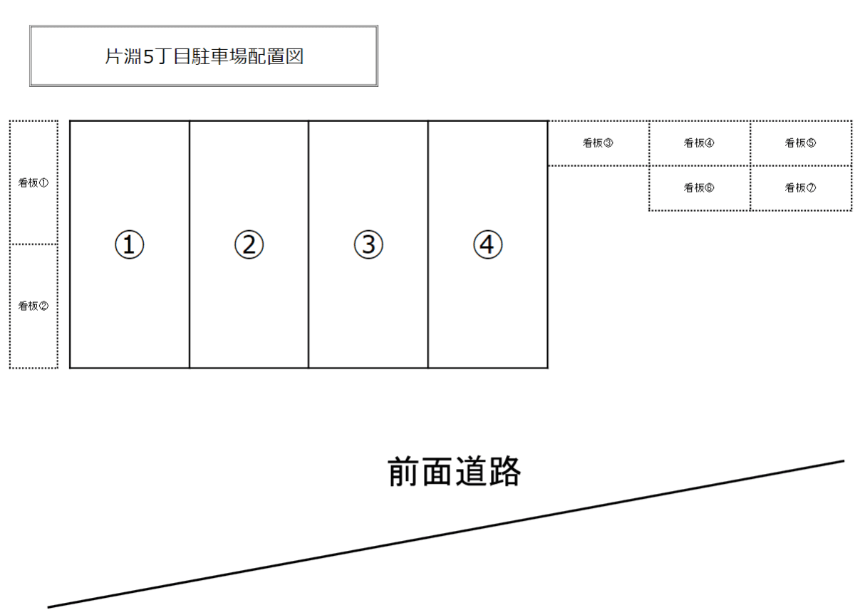 片淵五丁目駐車場の駐車配置図